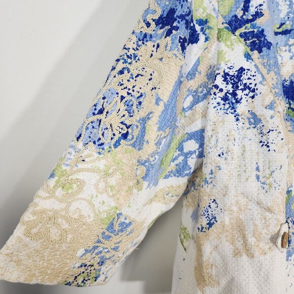 Coldwater Creek Womens Jacket Size P16 Watercolor Embroidered Full Zip Lined - Picture 9 of 12